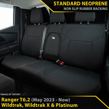 Ford Ranger T6.2 Wildtrak, Wildtrak X & Platinum Neoprene Rear Row Seat Covers - Brixton 4x4 - Buy Online Now!